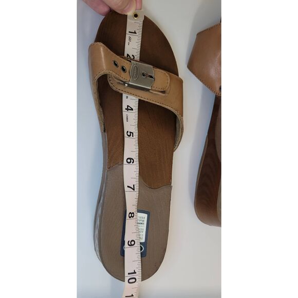 Dr Scholl's Tan Exercise Sandals Rubber Buckle Soft Sole Sz 9 - Picture 6 of 8
